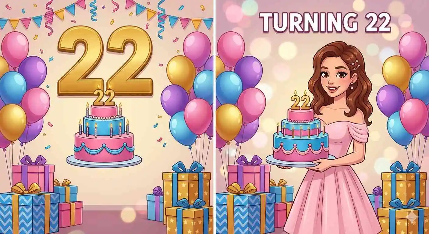 Woman celebrating 22nd birthday party