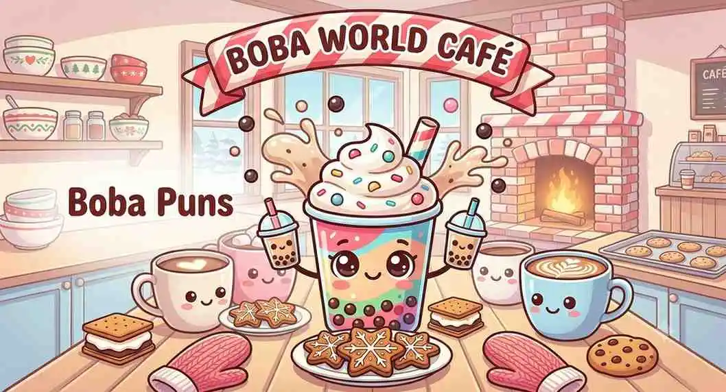 Cute boba cup mascot smiling