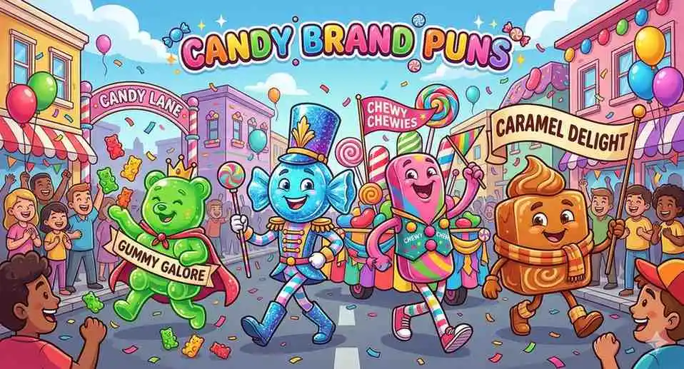 Colorful candies marching in parade