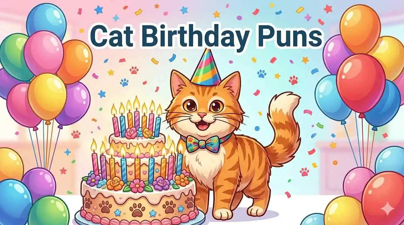 Funny birthday cat with cake