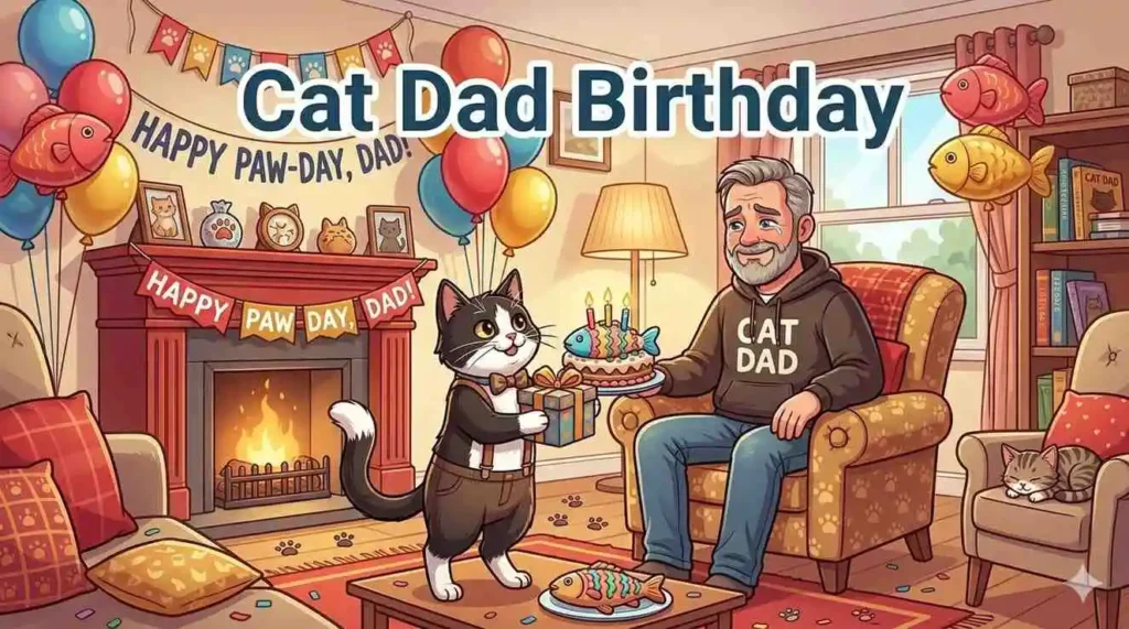 Cat dad birthday surprise celebration