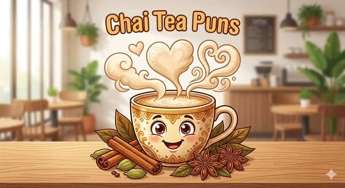 Cute chai tea character smiling