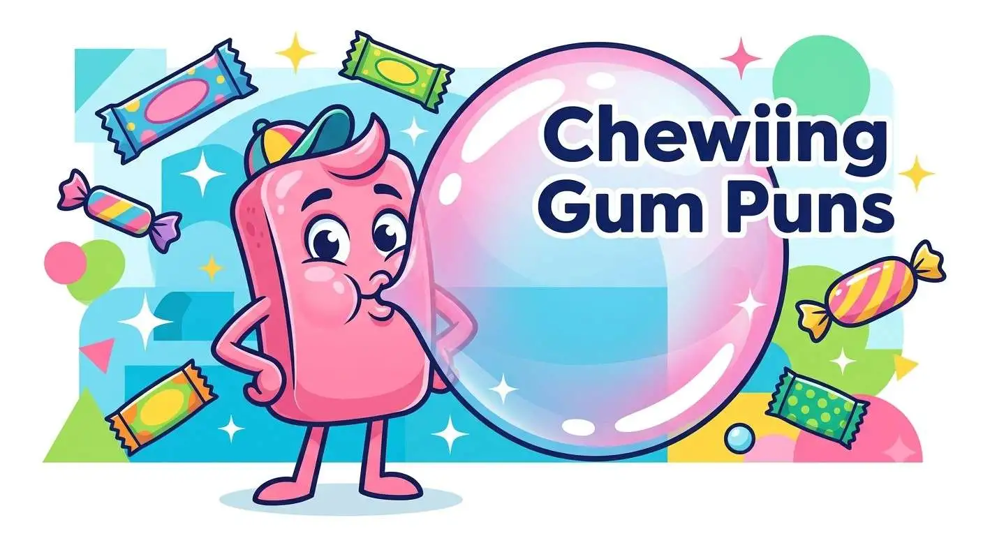 Cartoon chewing gum blowing bubbles