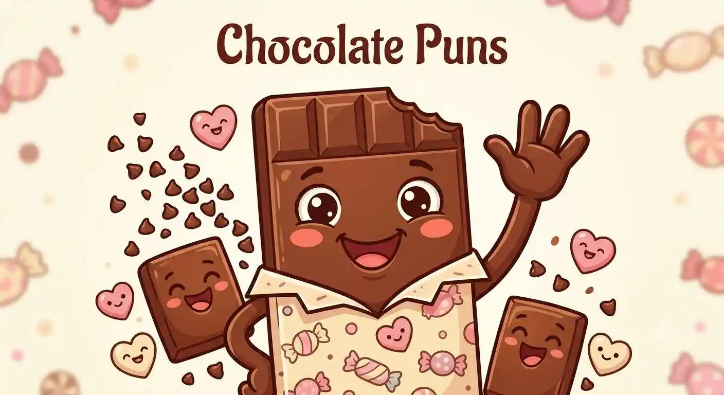 Cute chocolate characters telling jokes
