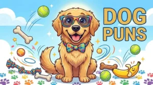 Funny cartoon dog making jokes