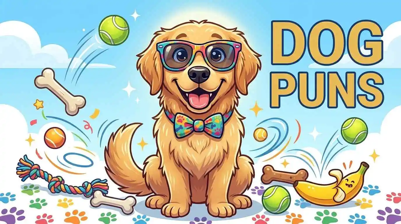 Funny cartoon dog making jokes