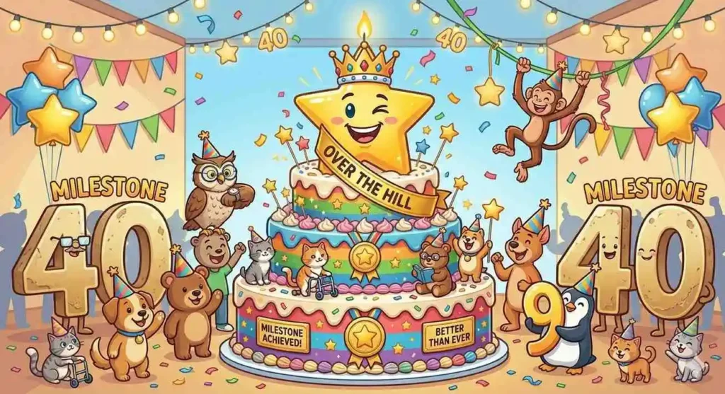 Cartoon birthday character feeling older