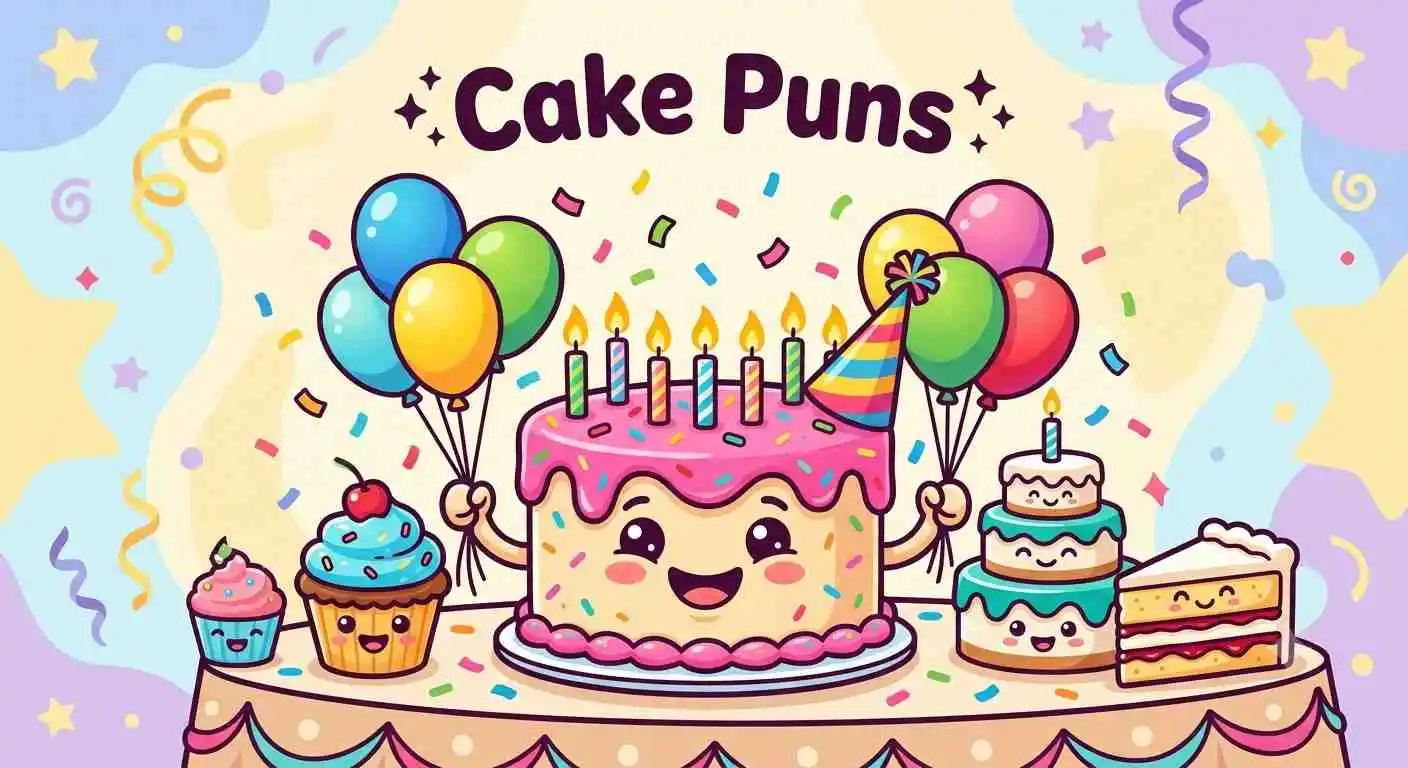 Smiling cartoon cakes celebrating together