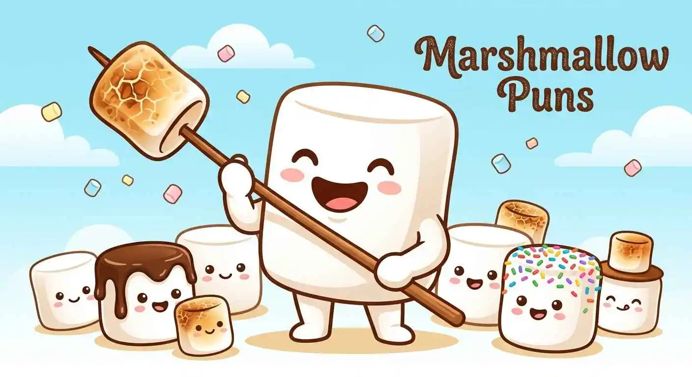 Cute marshmallow characters smiling together