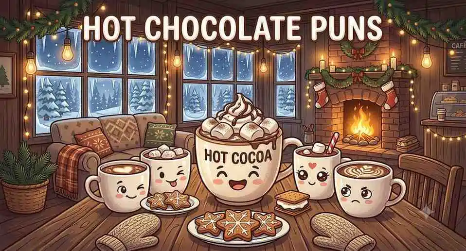 Hot chocolate mug in cozy café scene