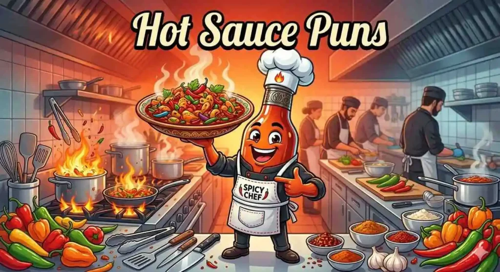Funny hot sauce chef character