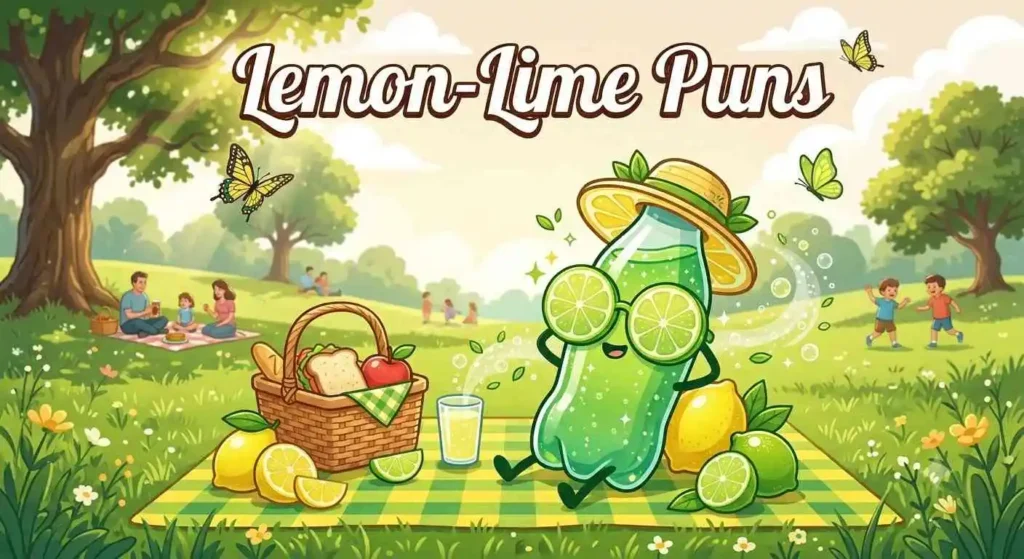 Happy lemon soda bottle character
