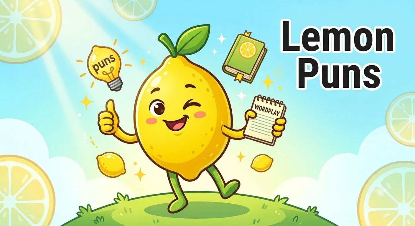 Smiling lemonade holding lemons