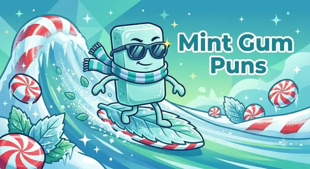 Mint gum mascot in snow