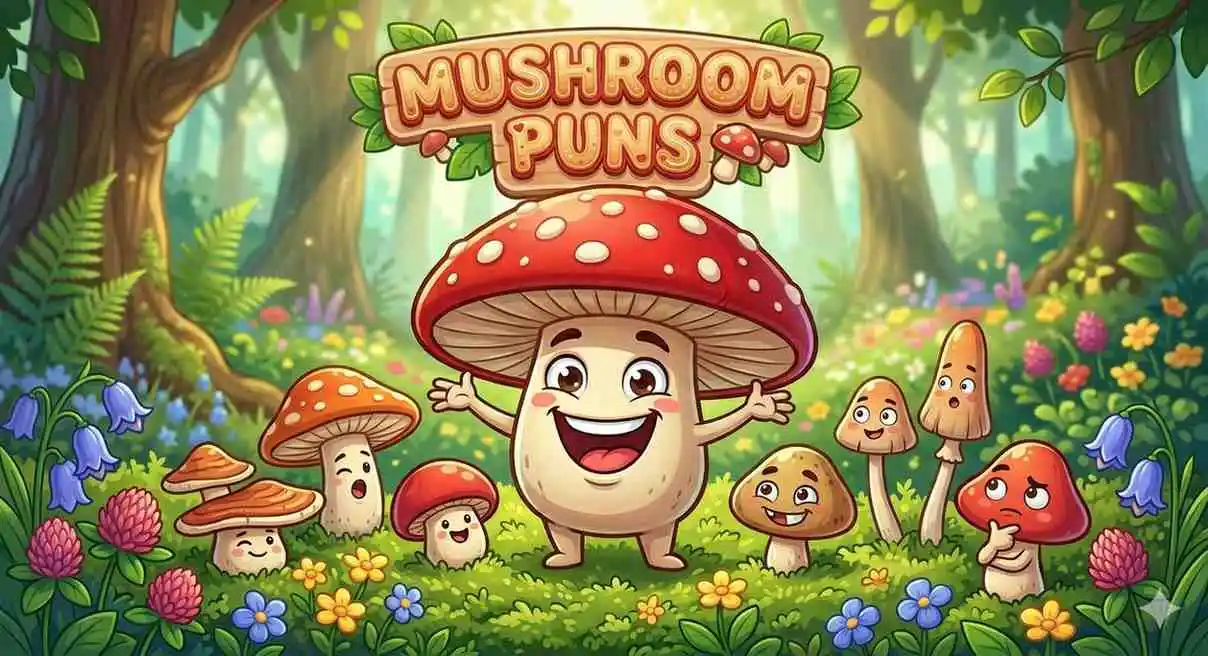 Cute mushrooms laughing together