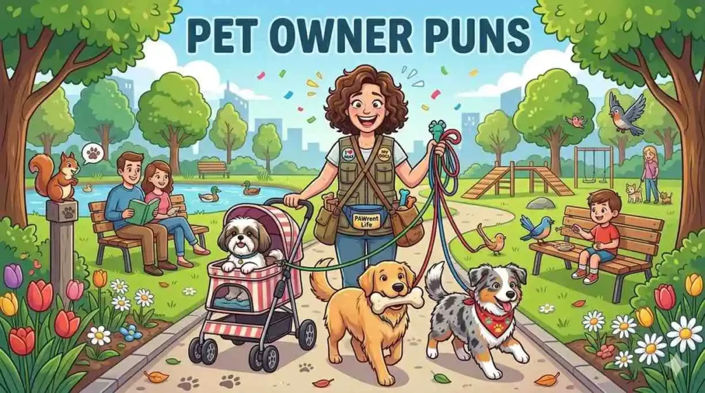 Happy dog owner with pet