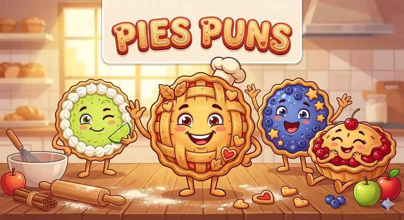 Cute cartoon pies smiling together