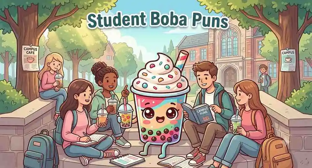 Student studying with boba drink