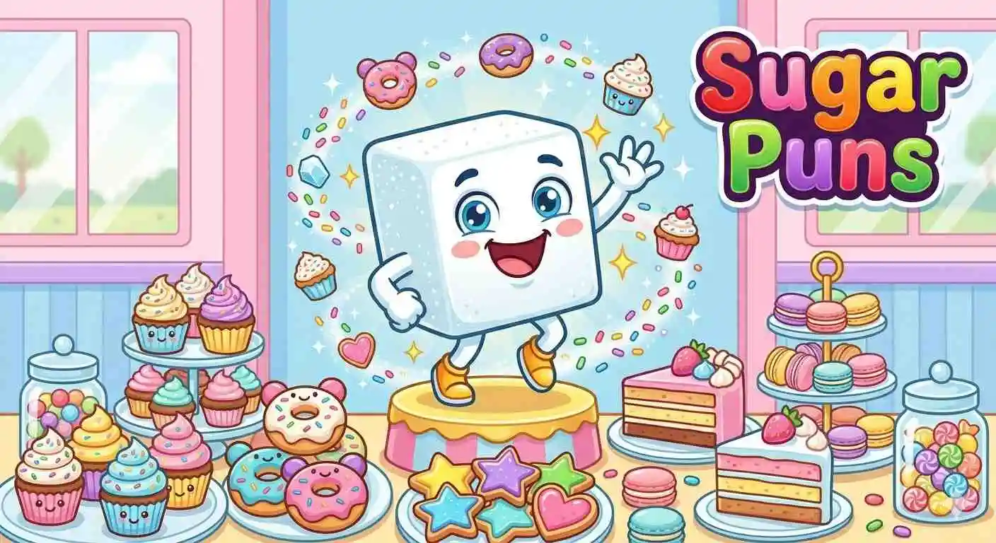 Happy sugar characters with desserts