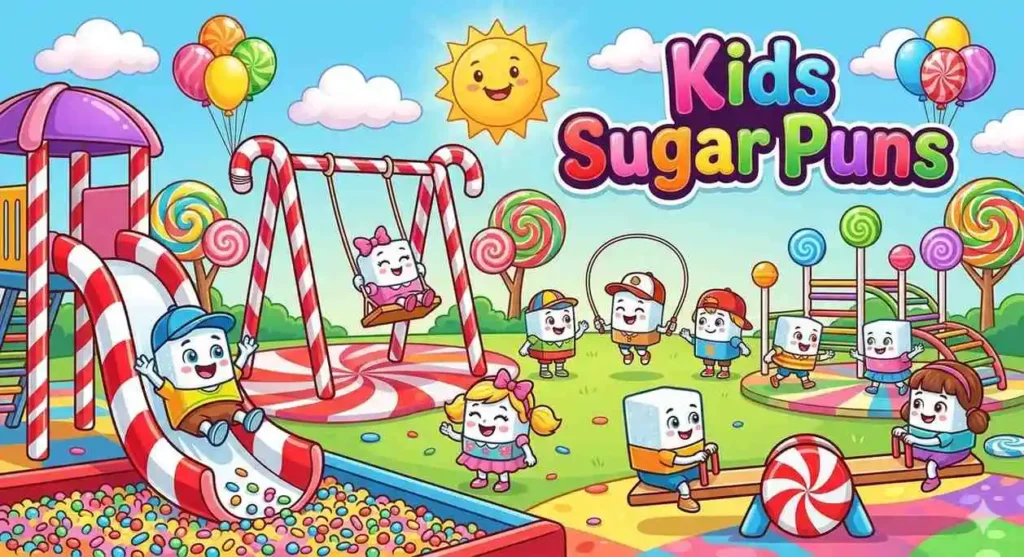 Cute sugar characters playing outside