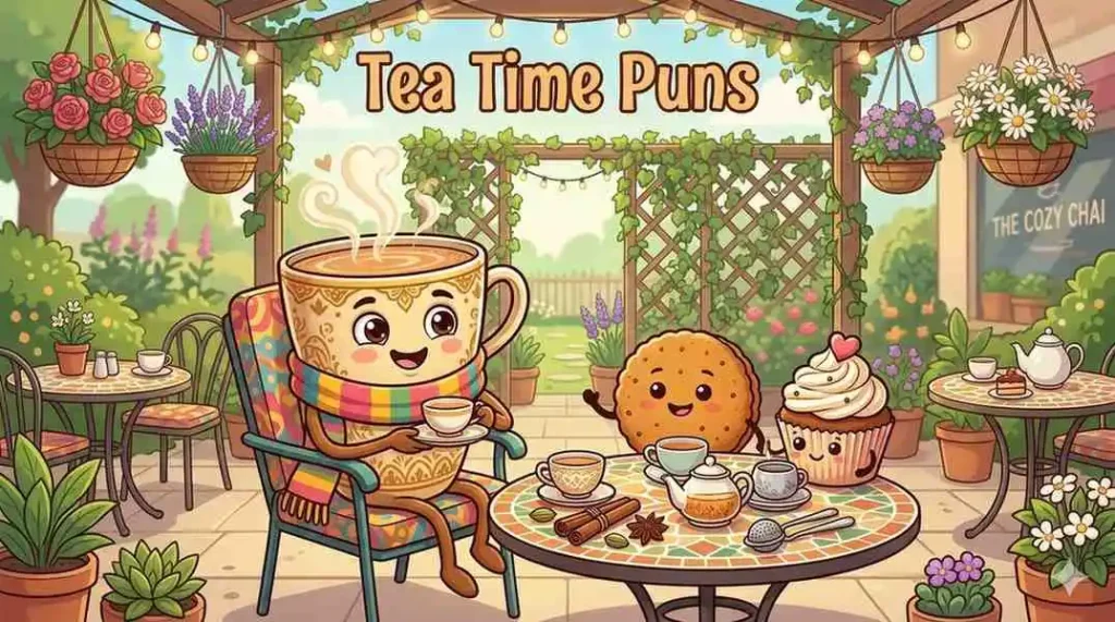 Funny tea break cartoon