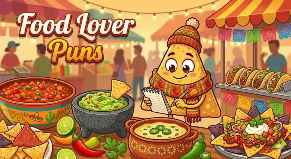 Food loving tortilla chip character