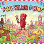 Twizzler candy mascot in colorful candy world