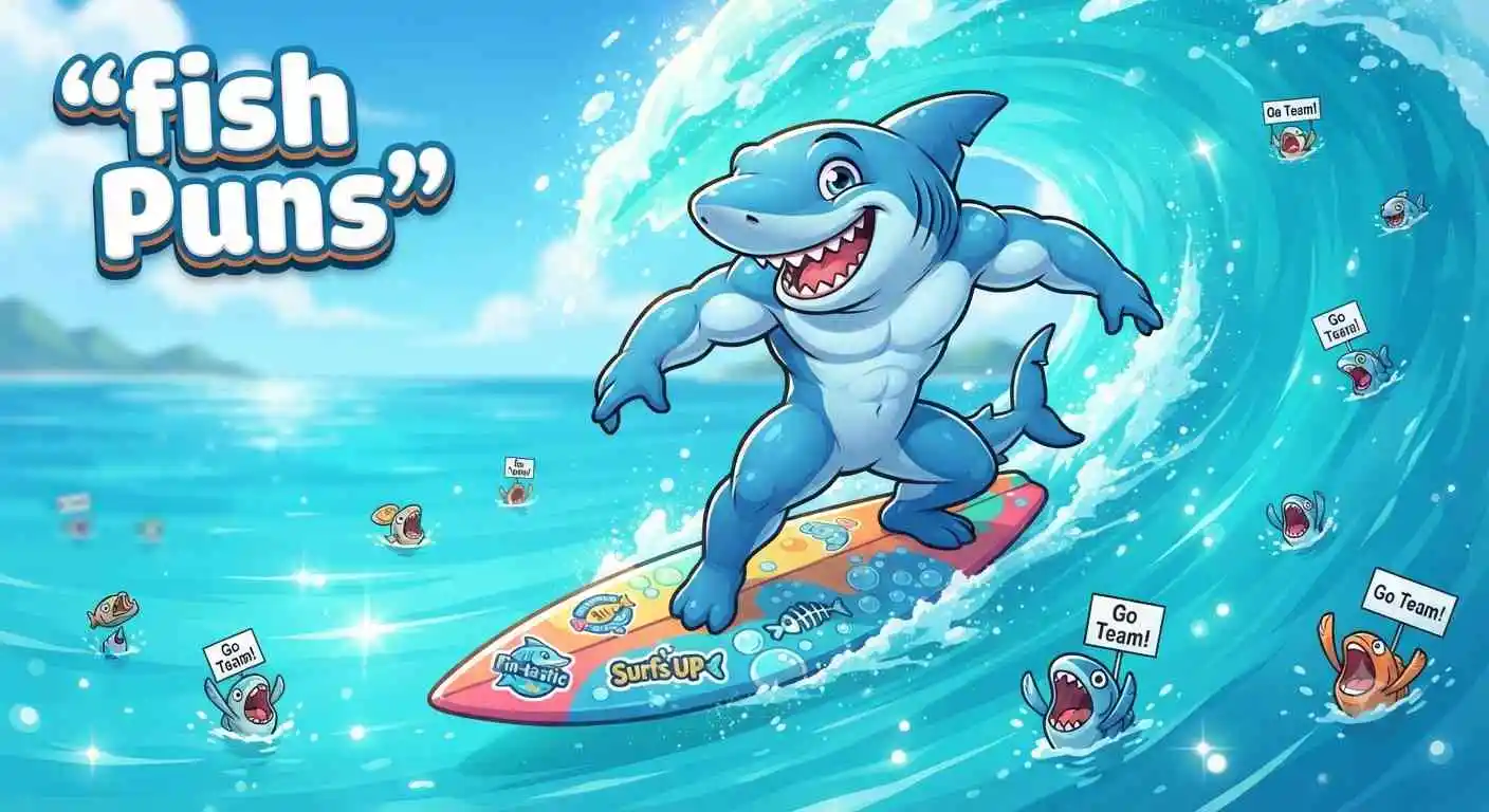 Funny fish surfing waves