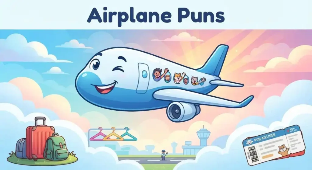 Cute cartoon airplane flying