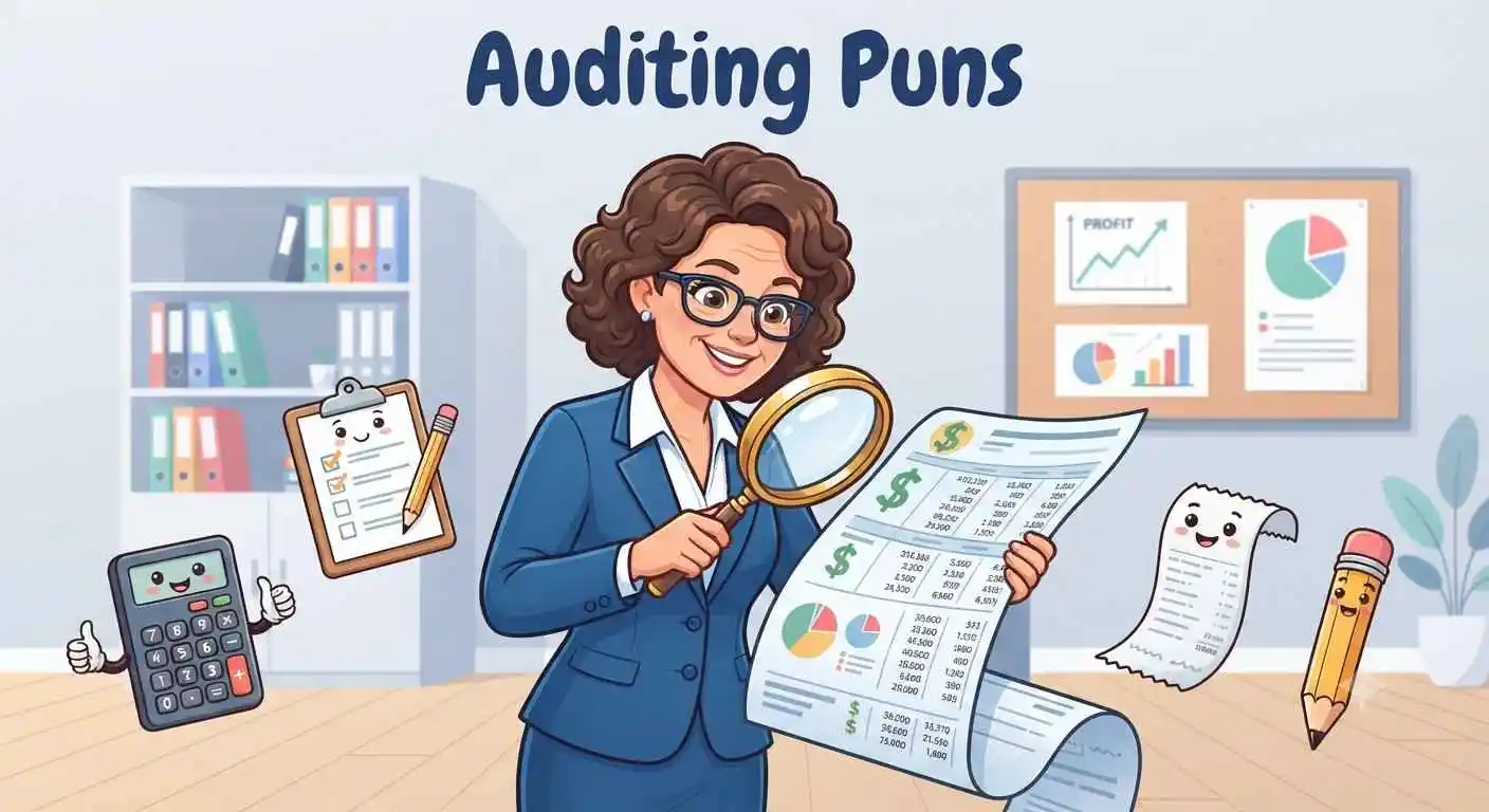 Funny auditor inspecting records