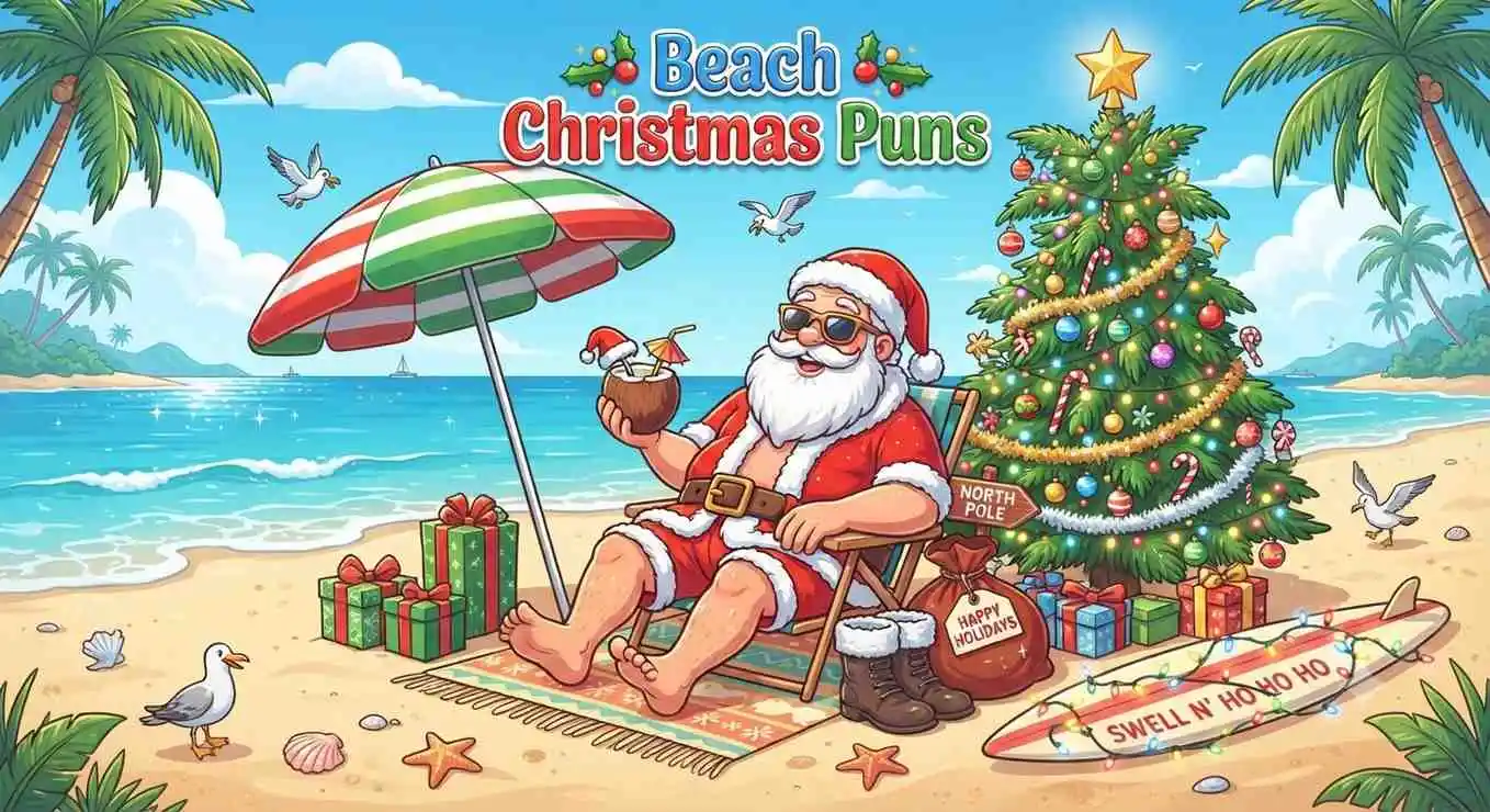 Santa enjoying tropical Christmas beach