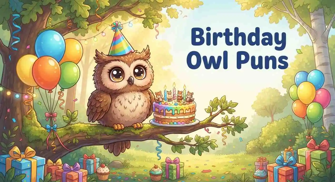birthday owl celebrating happily