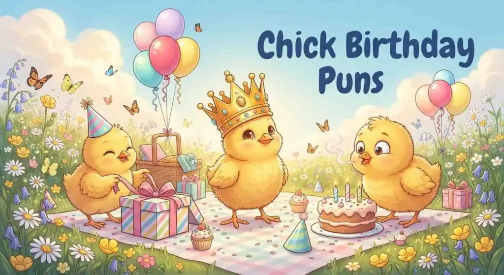 Cute birthday baby chick