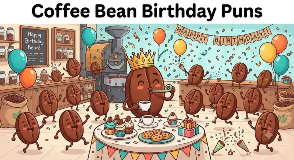 Funny coffee bean birthday party