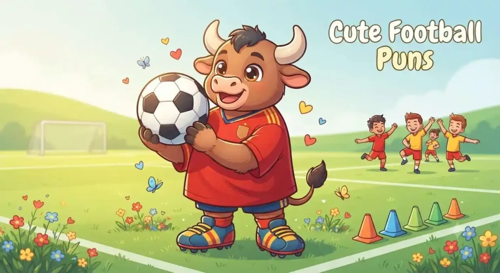 Cute football mascot smiling