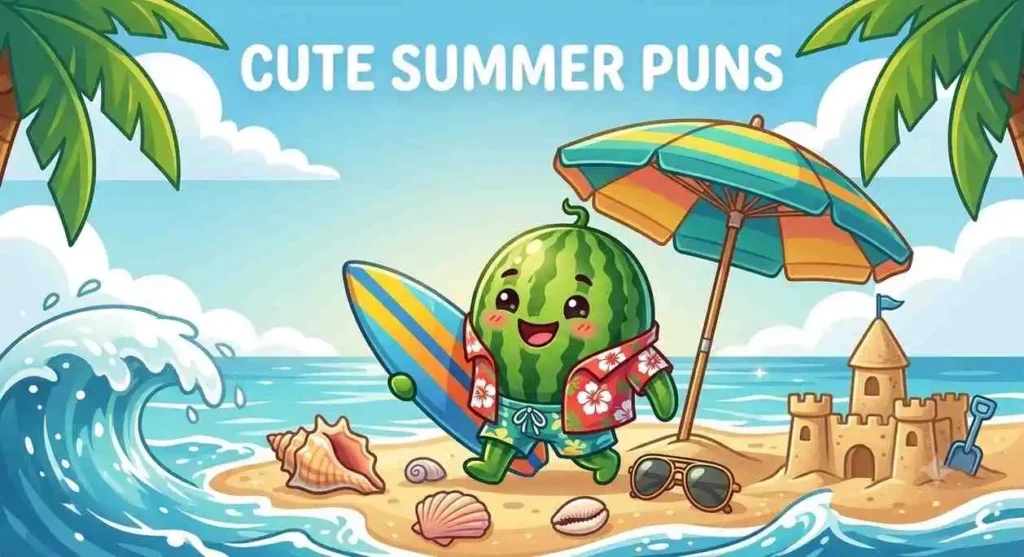 Funny summer character at beach scene