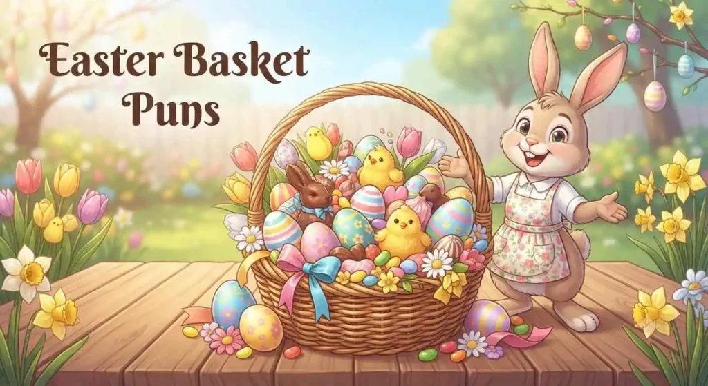Colorful Easter basket filled