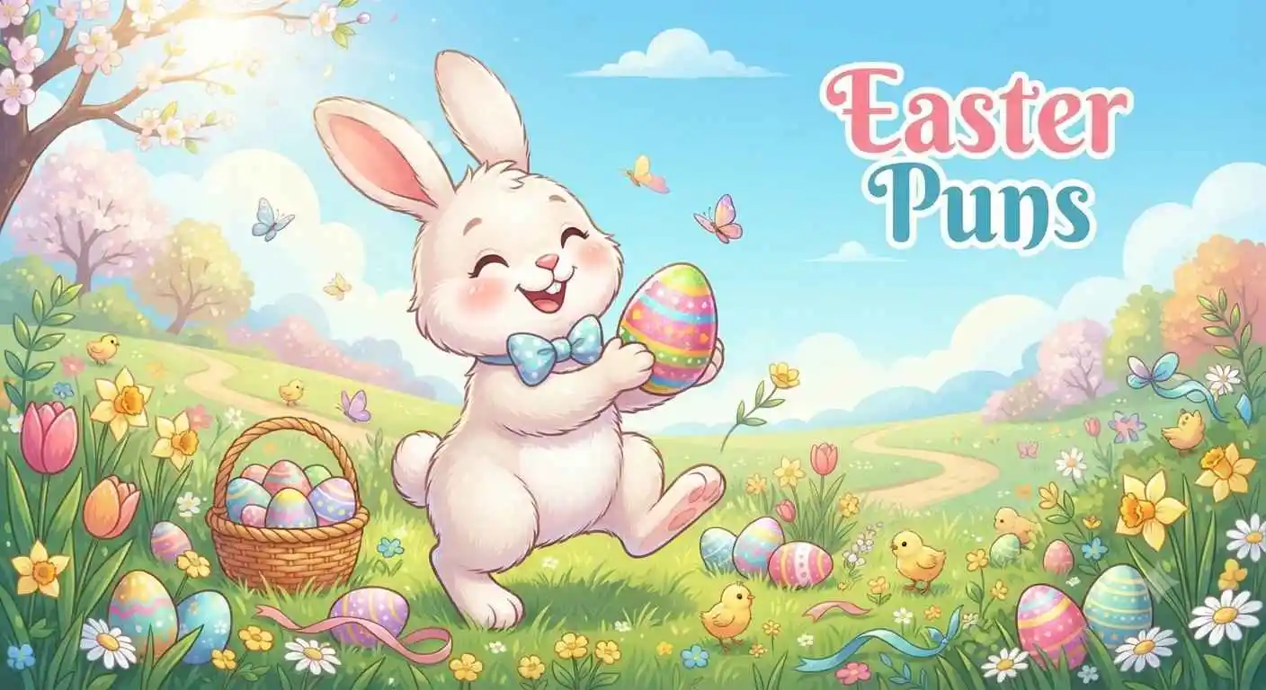 Cute Easter bunny celebrating spring