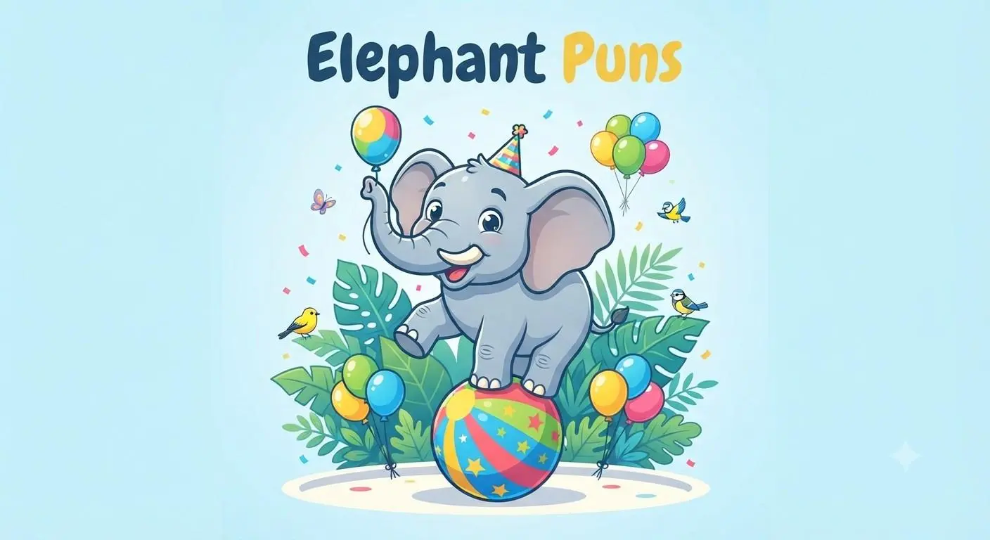 Cute elephant telling puns