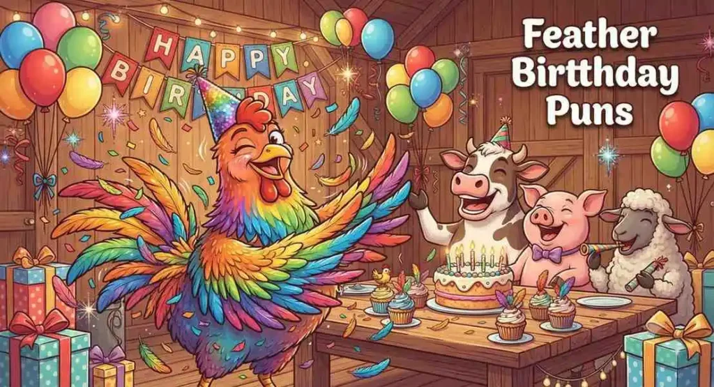 Funny feather birthday party