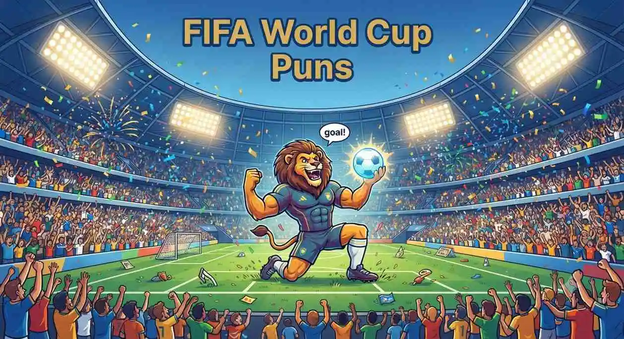 Football stadium celebrating World Cup humor