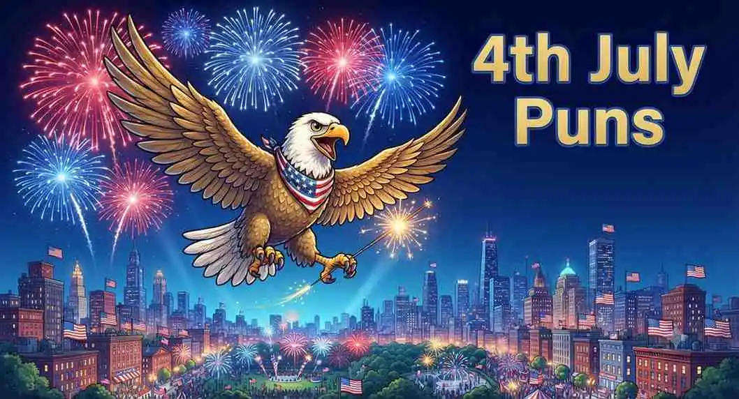 Patriotic eagle celebrating fireworks
