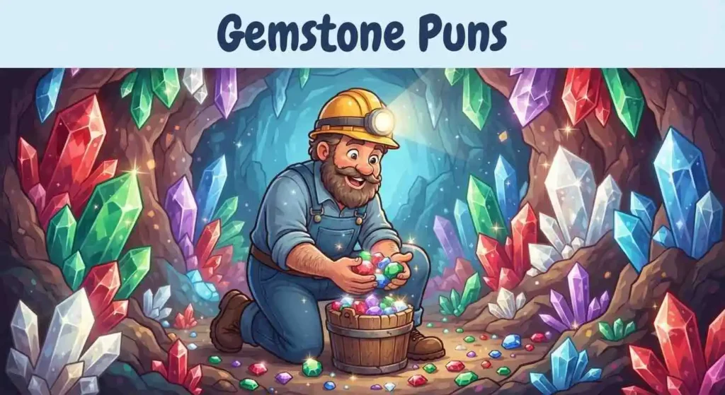 Miner collecting colorful gemstones