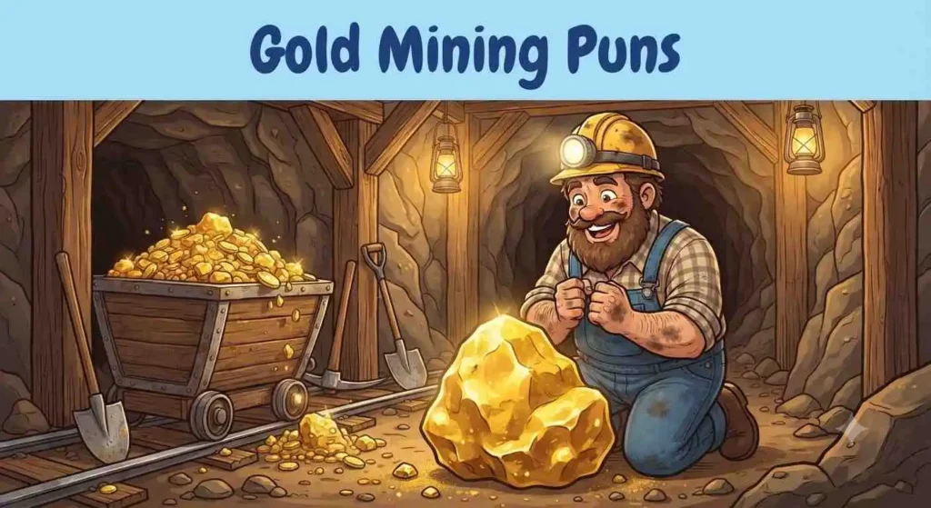 Happy miner finding gold