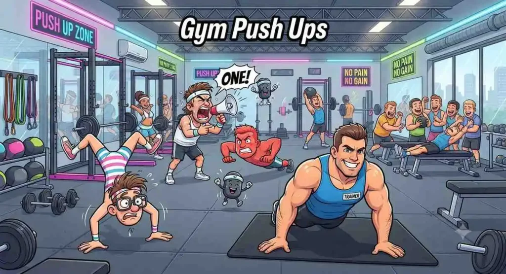 Funny gym push-ups