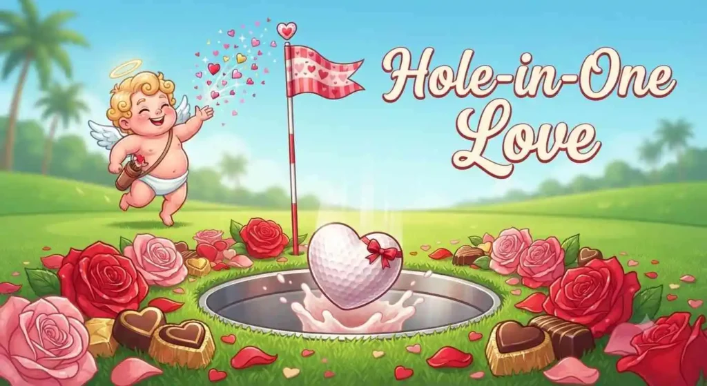 Heart golf ball in hole