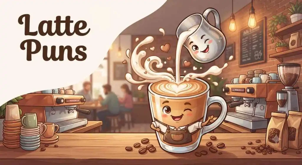 Happy latte art character