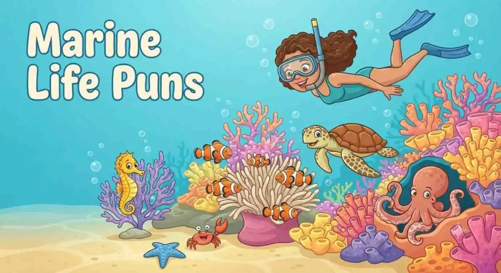 Funny sea animals smiling