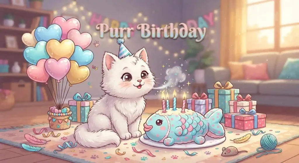 Happy purring birthday cat