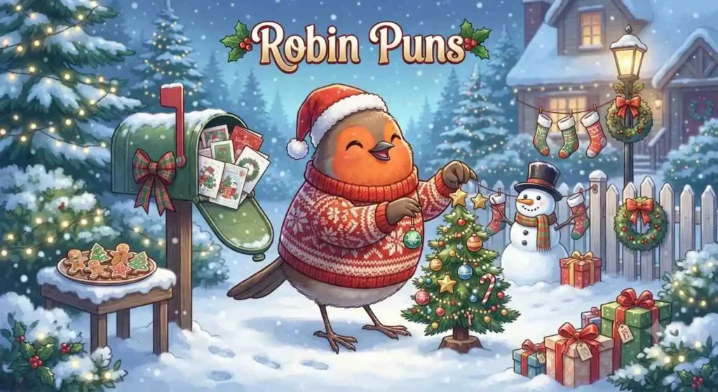 Funny robin Christmas bird